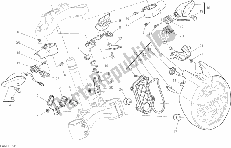 All parts for the Headlight of the Ducati Monster 821 Stealth USA 2020 All parts for the Headlight of the Ducati Monster 821 Stealth USA 2020